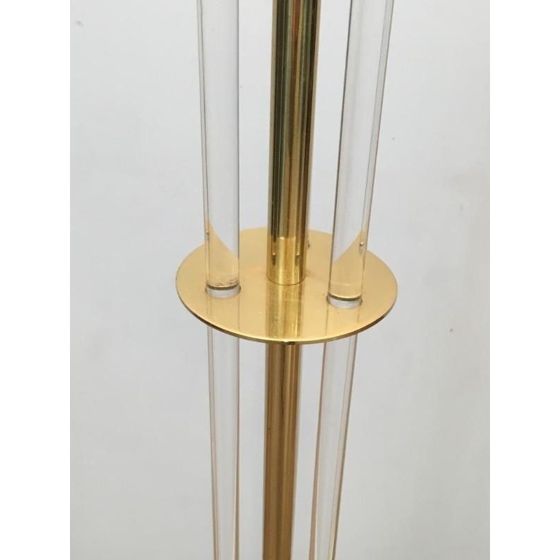 Lucite and Gilded Brass Floor Lamp