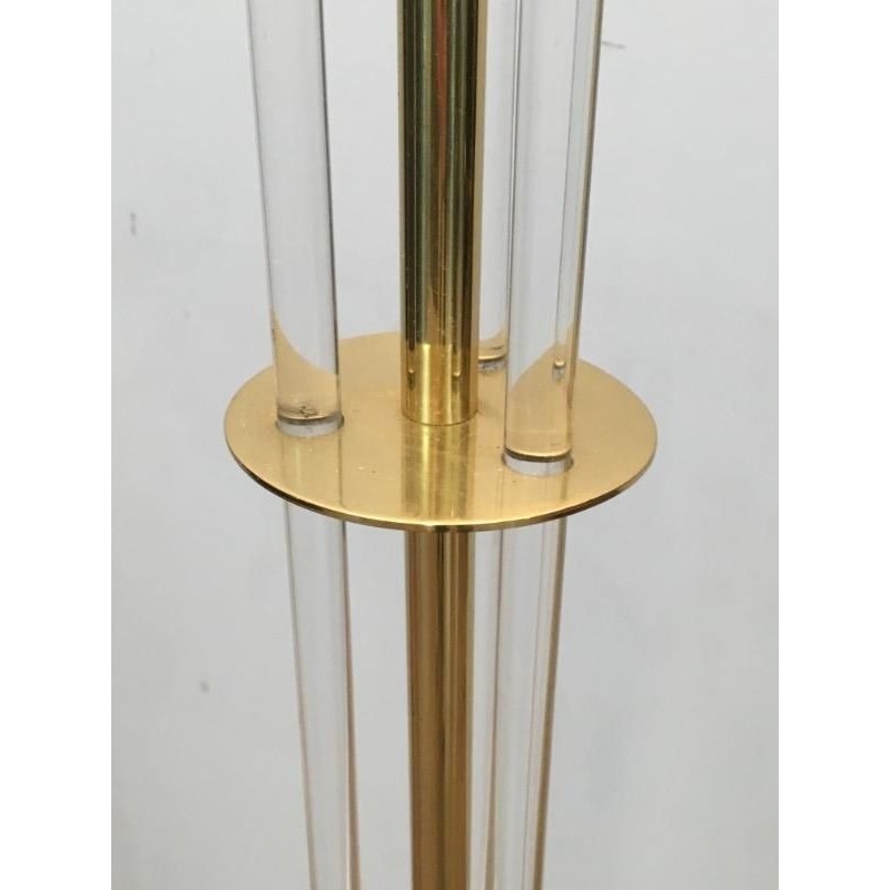 Lampadaire de Parquet Design en Laiton Doré et Plexiglass