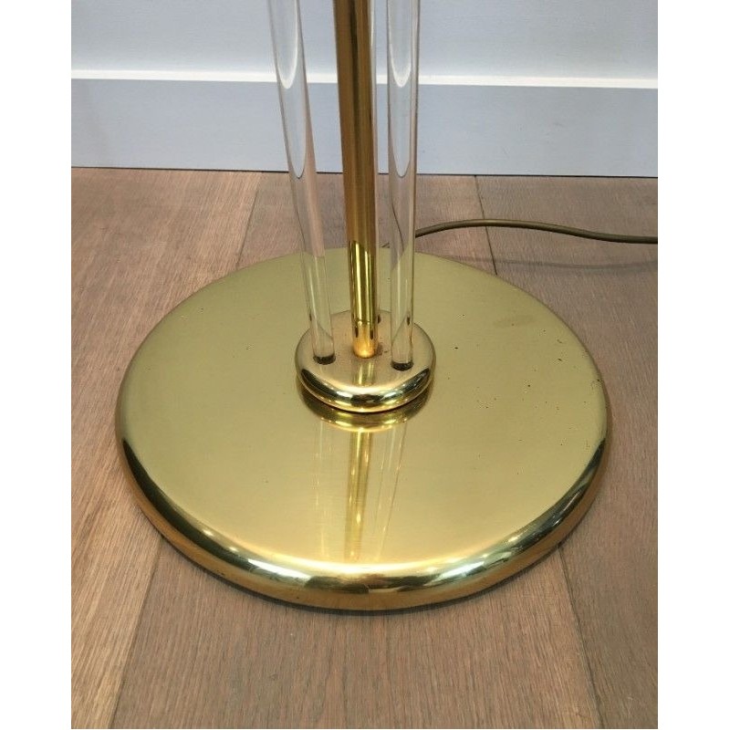 Lampadaire de Parquet Design en Laiton Doré et Plexiglass