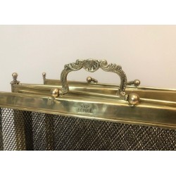 Four-Panel Folding Brass and Mesh Fireplace Screen (minor dents to brass)