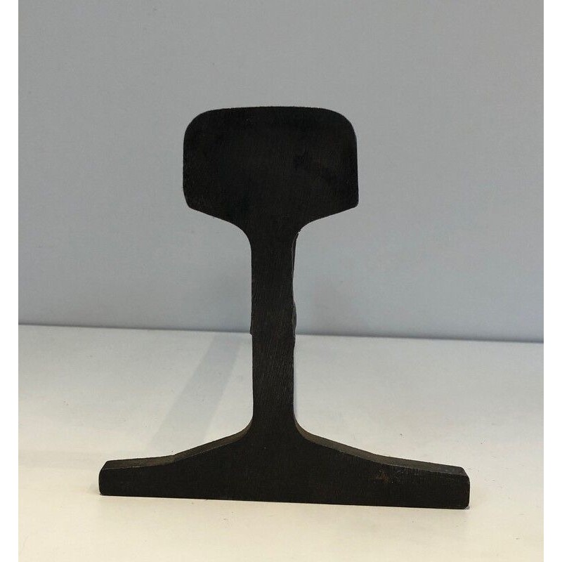 Pair of Modernist Cast Iron and Iron Andirons