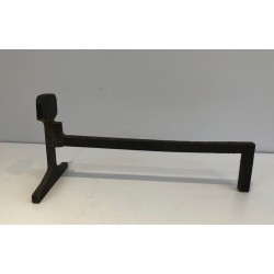 Pair of Modernist Cast Iron and Iron Andirons