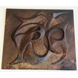 Plaque de Cheminée Moderniste en Fonte, Signée F. Guillebert pour Stern