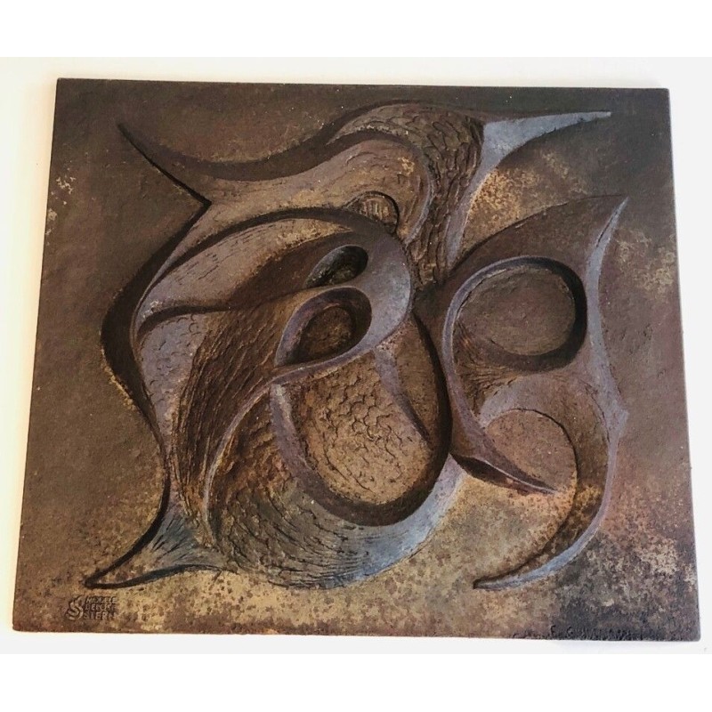 Plaque de Cheminée Moderniste en Fonte, Signée F. Guillebert pour Stern