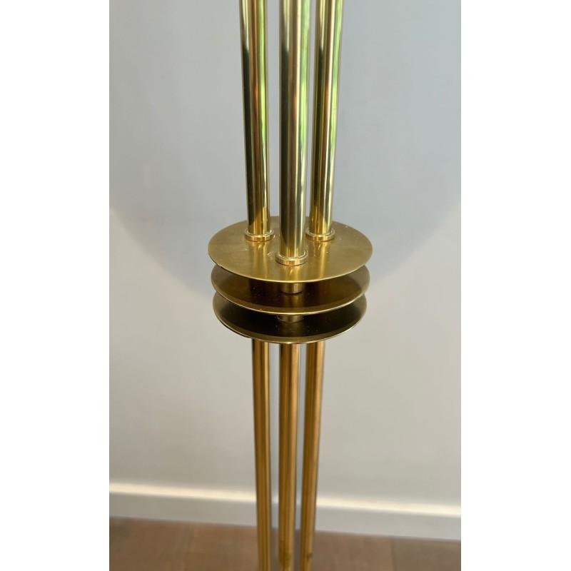 Lampadaire Design en Laiton Style Art Déco, Travail Français, vers 1970