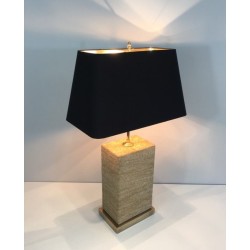 Importante Lampe en Pierre Reconstituée et Laiton à Hauteur Réglable