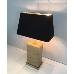 Importante Lampe en Pierre Reconstituée et Laiton à Hauteur Réglable