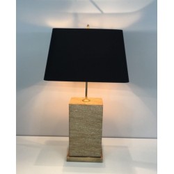Importante Lampe en Pierre Reconstituée et Laiton à Hauteur Réglable