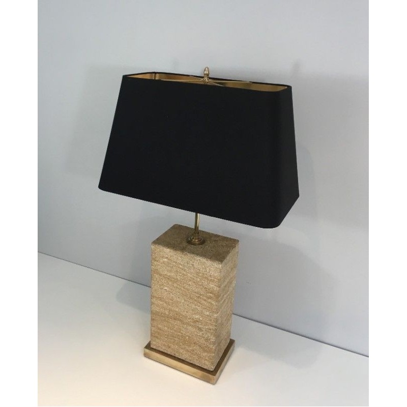 Importante Lampe en Pierre Reconstituée et Laiton à Hauteur Réglable
