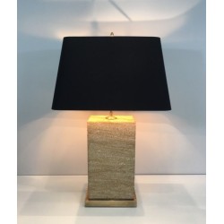 Importante Lampe en Pierre Reconstituée et Laiton à Hauteur Réglable