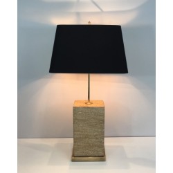 Importante Lampe en Pierre Reconstituée et Laiton à Hauteur Réglable