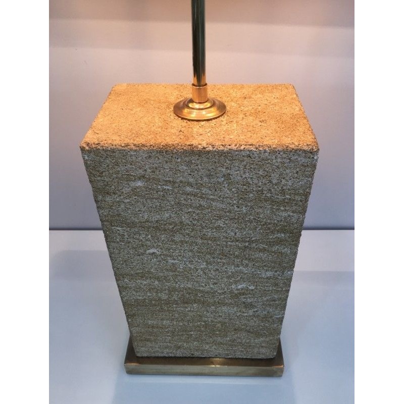 Importante Lampe en Pierre Reconstituée et Laiton à Hauteur Réglable