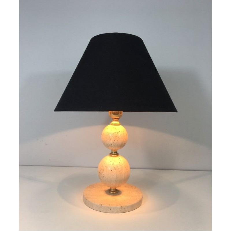 Lamp en Travertin et Laiton