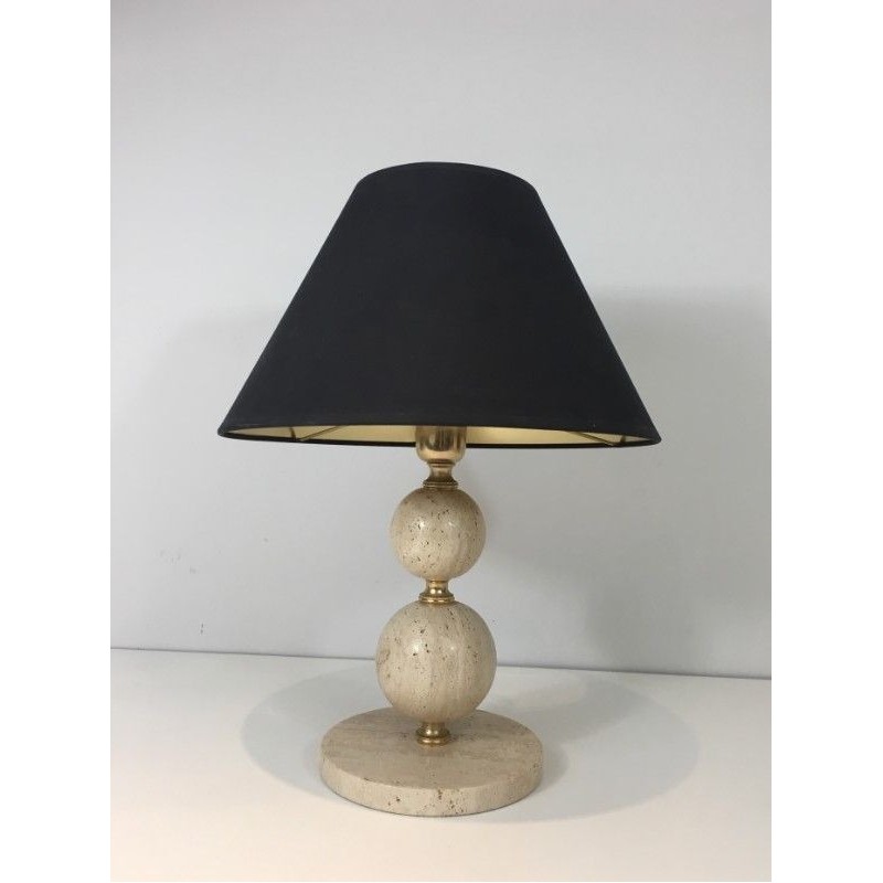 Lamp en Travertin et Laiton