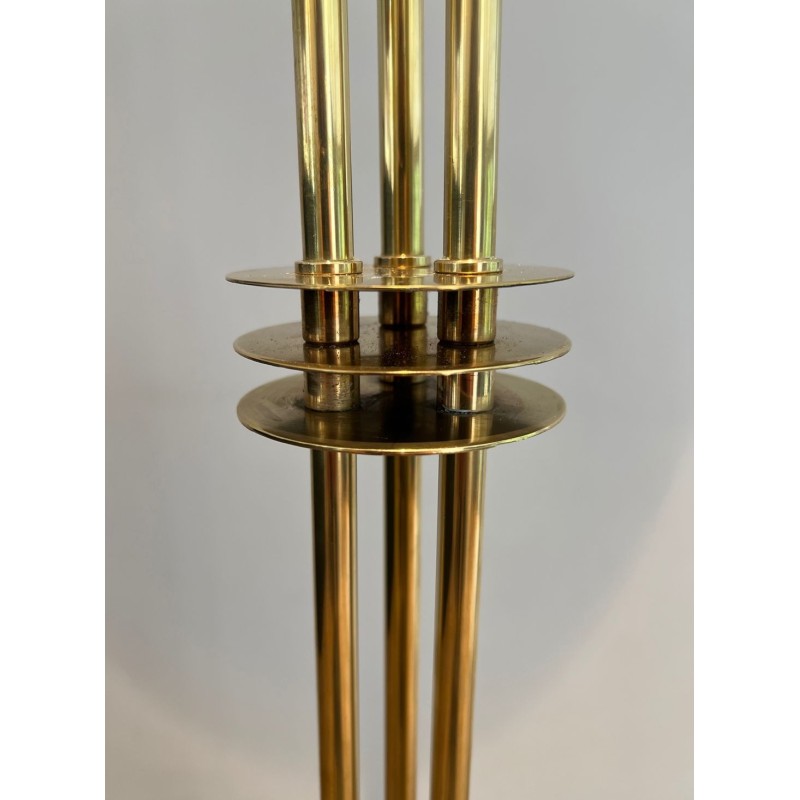 Lampadaire Design en Laiton Style Art Déco, Travail Français, vers 1970