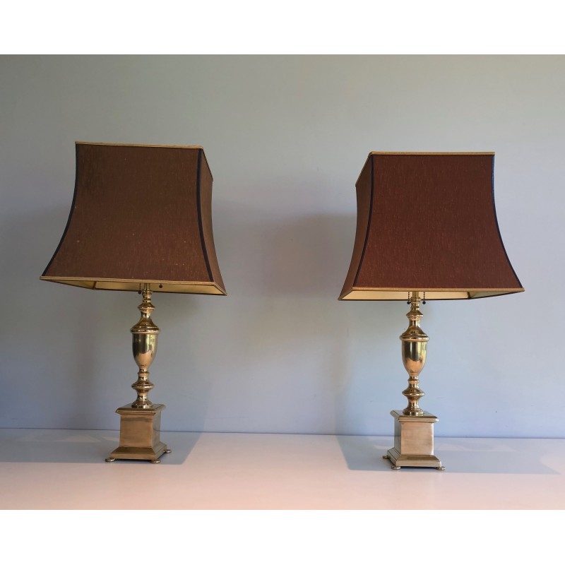 Pair of Neoclassical Style Brass Table Lamps