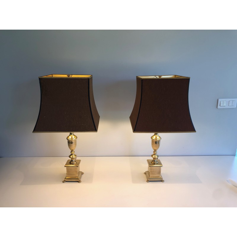 Pair of Neoclassical Style Brass Table Lamps