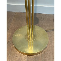 Lampadaire Design en Laiton Style Art Déco, Travail Français, vers 1970