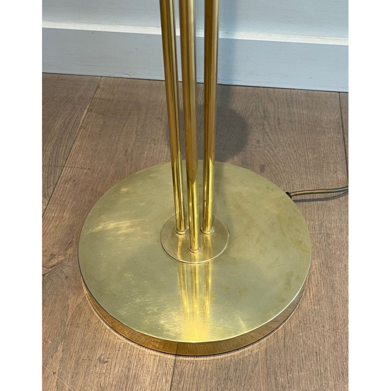 Lampadaire Design en Laiton Style Art Déco, Travail Français, vers 1970