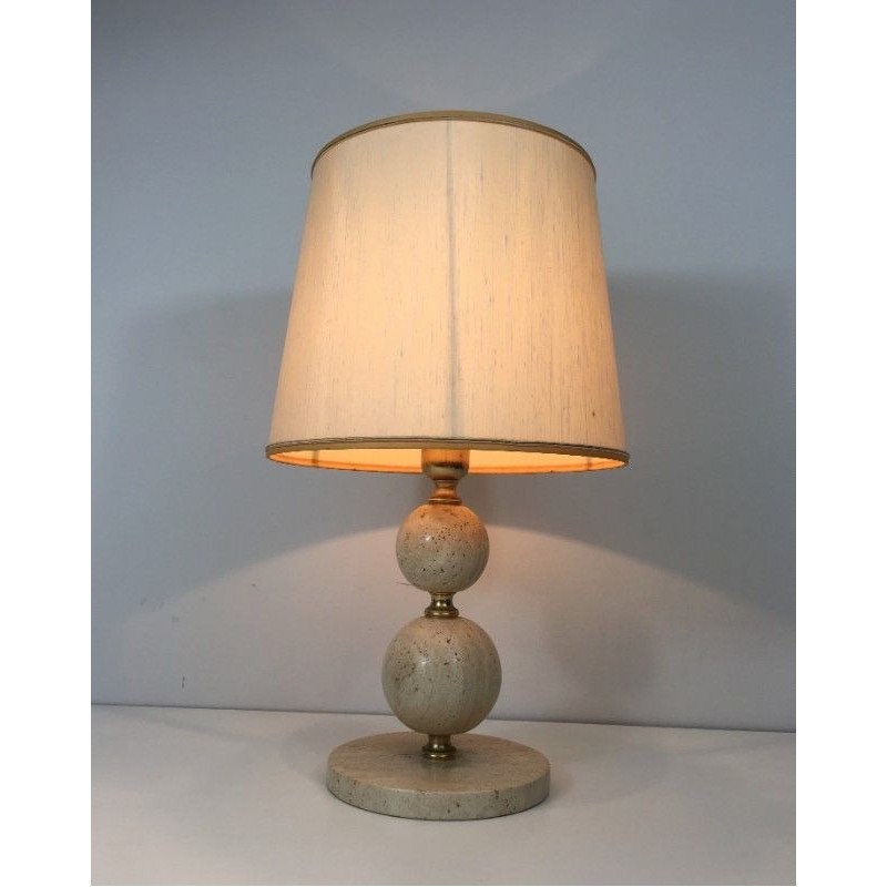 Lampe en Travertin et Laiton
