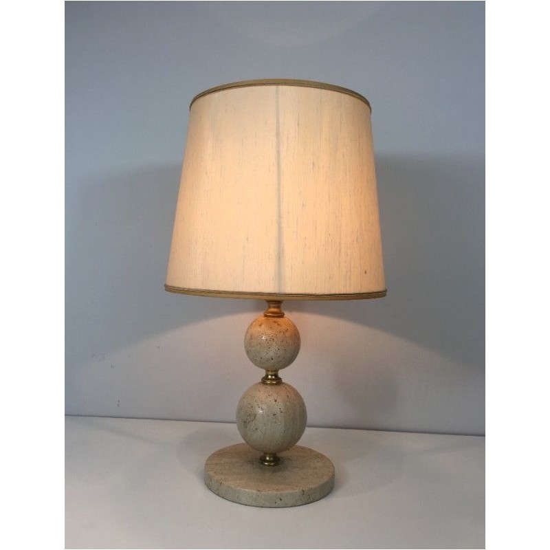 Lampe en Travertin et Laiton