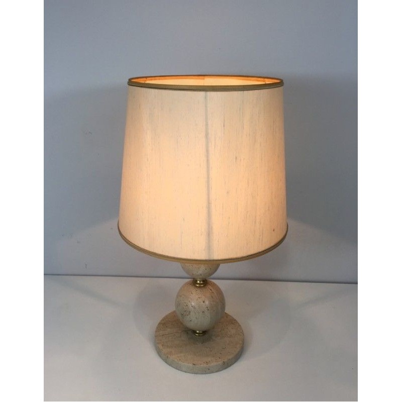 Lampe en Travertin et Laiton