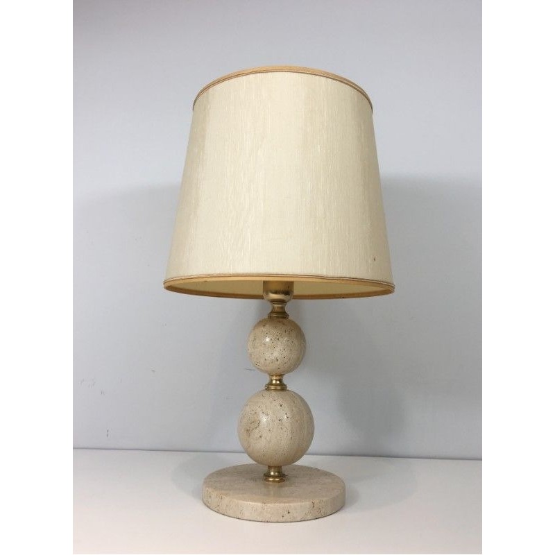 Lampe en Travertin et Laiton