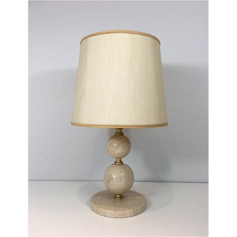 Lampe en Travertin et Laiton