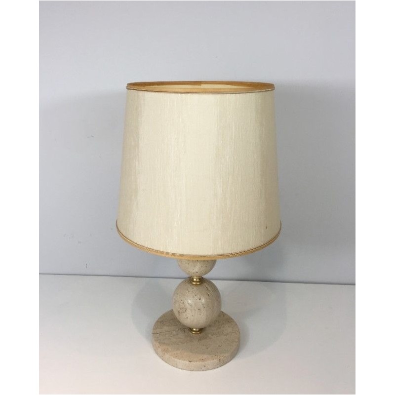 Lampe en Travertin et Laiton