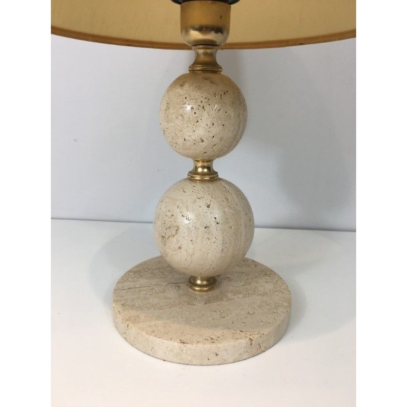Lampe en Travertin et Laiton