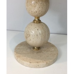 Lampe en Travertin et Laiton