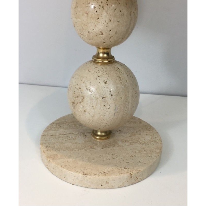 Lampe en Travertin et Laiton