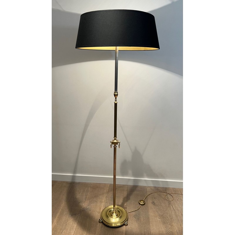 Neoclassical Brass Floor Lamp in the Style of Maison Jansen, French Work, circa 1940