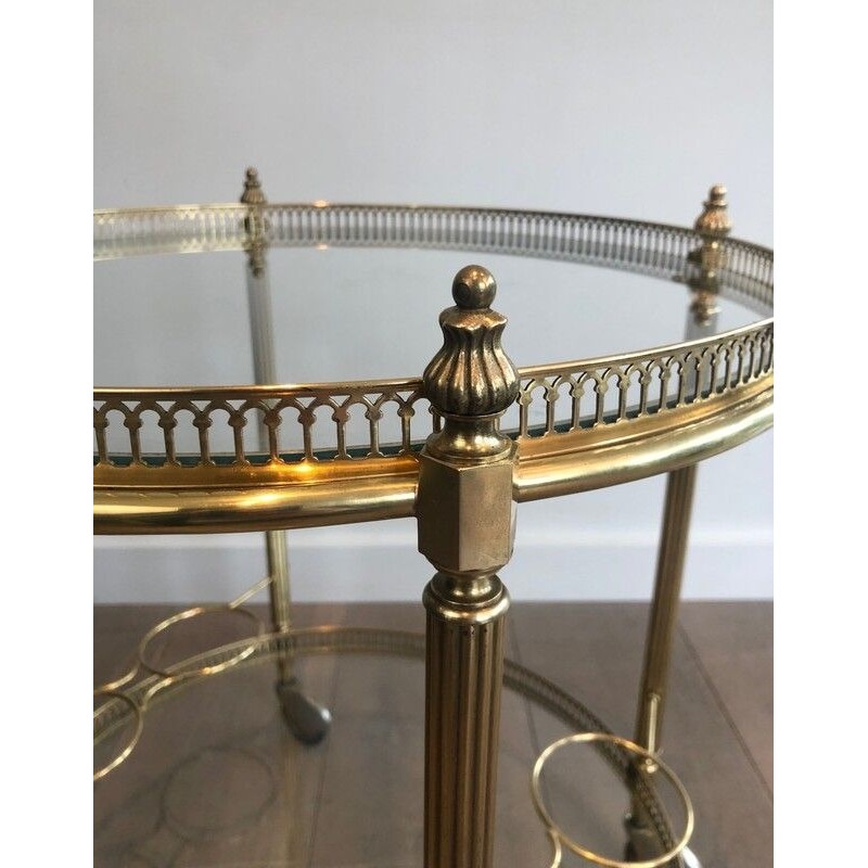 Oval Neoclassical Style Brass Drinks Trolley Attributed to Maison Jansen