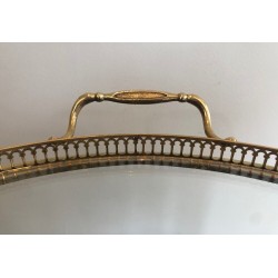 Oval Neoclassical Style Brass Drinks Trolley Attributed to Maison Jansen
