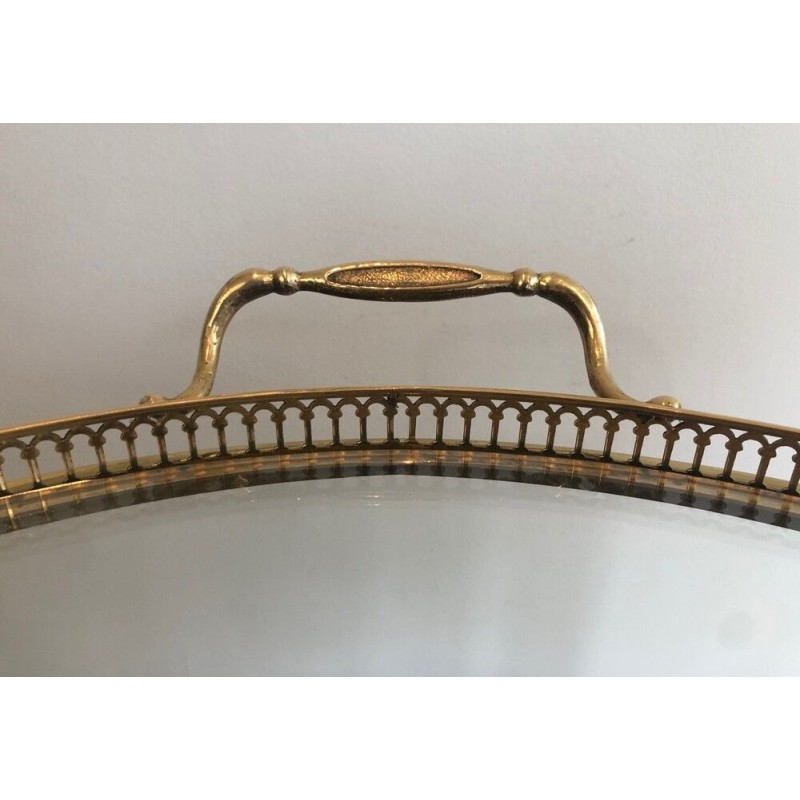 Oval Neoclassical Style Brass Drinks Trolley Attributed to Maison Jansen