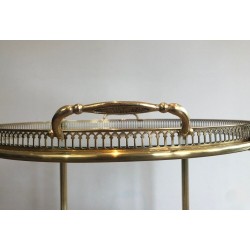 Oval Neoclassical Style Brass Drinks Trolley Attributed to Maison Jansen