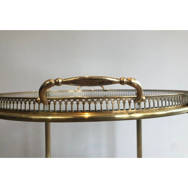 Oval Neoclassical Style Brass Drinks Trolley Attributed to Maison Jansen
