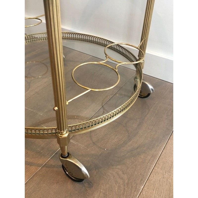 Oval Neoclassical Style Brass Drinks Trolley Attributed to Maison Jansen