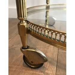 Oval Neoclassical Style Brass Drinks Trolley Attributed to Maison Jansen
