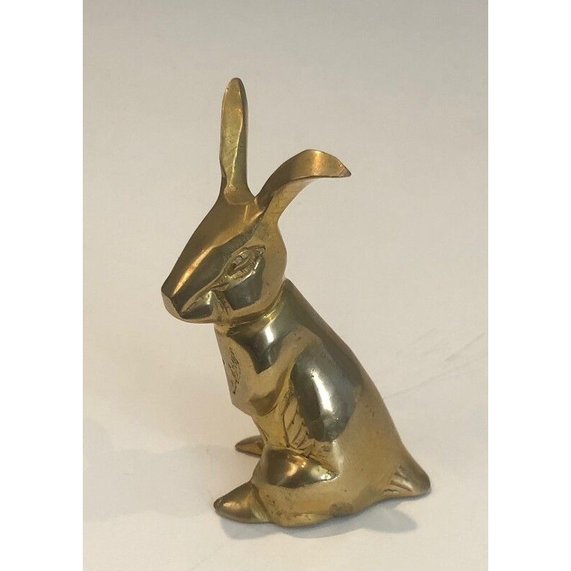Petite Sculpture en Laiton Représentant un Lapin