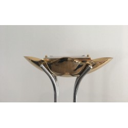 Lampadaire de parquet en Chrome, Laiton et Marbre