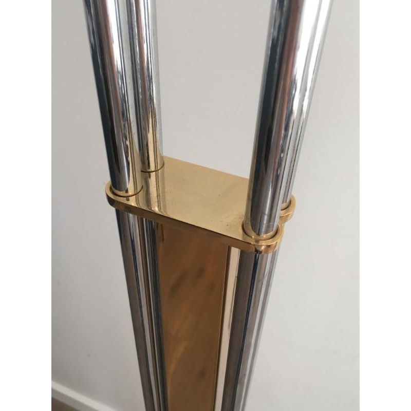 Lampadaire de parquet en Chrome, Laiton et Marbre