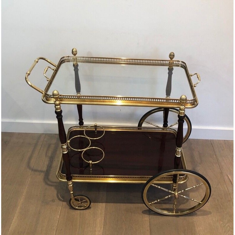 Table Roulante en Laiton et Acajou de la Maison Baguès