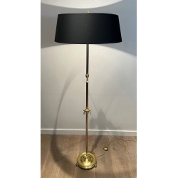 Lampadaire Néoclassique en Laiton dans le Goût de Maison Jansen, Travail Français, vers 1940