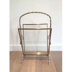Porte-Revues en Bronze Argenté façon Faux-Bambou