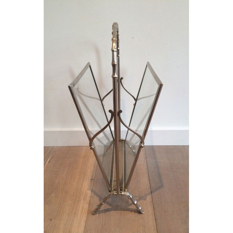 Porte-Revues en Bronze Argenté façon Faux-Bambou