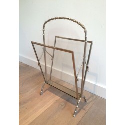 Porte-Revues en Bronze Argenté façon Faux-Bambou