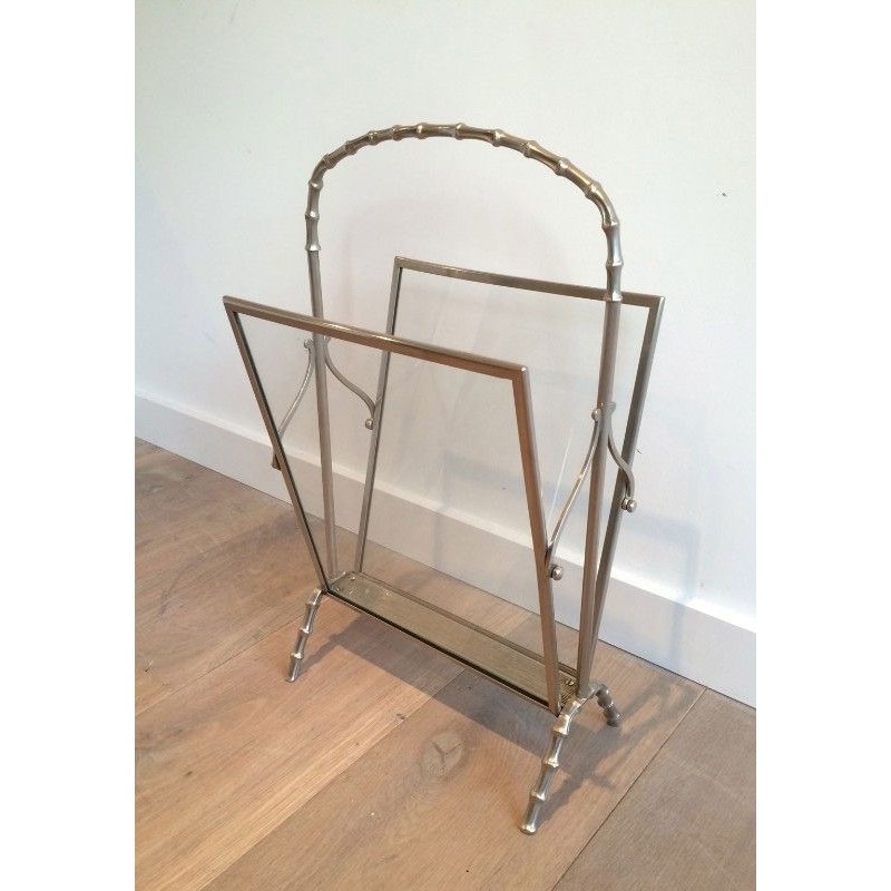 Porte-Revues en Bronze Argenté façon Faux-Bambou