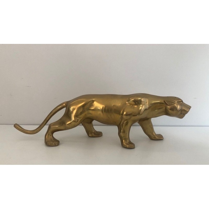 Sculpture en Laiton Représentant un Tigre